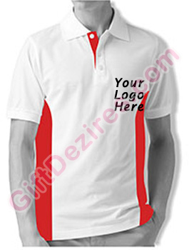 Designer White and Red Color T Shirts With Company Logo